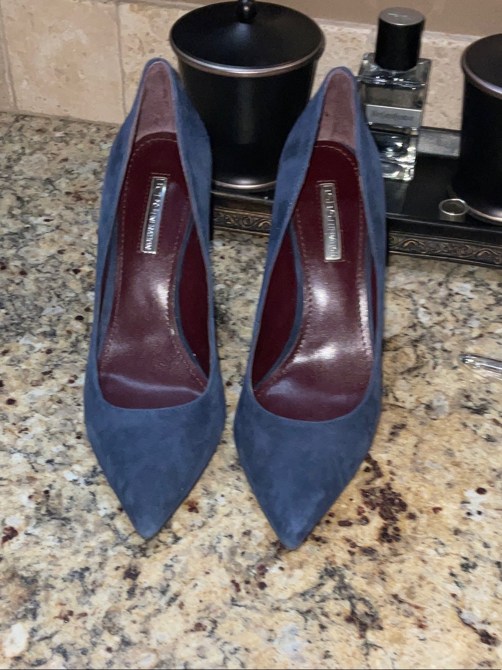 BCBG Pointed-Toe Suede Pumps in Blue